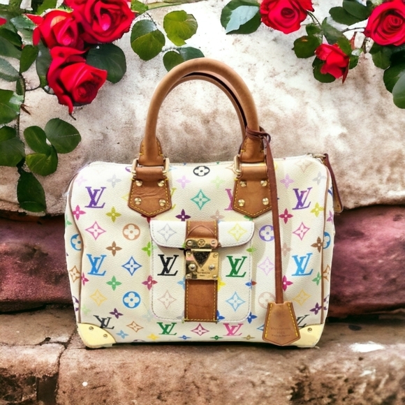 Louis Vuitton Multicolor Murakami Takashi White Speedy Bag - Picture 1 of 16